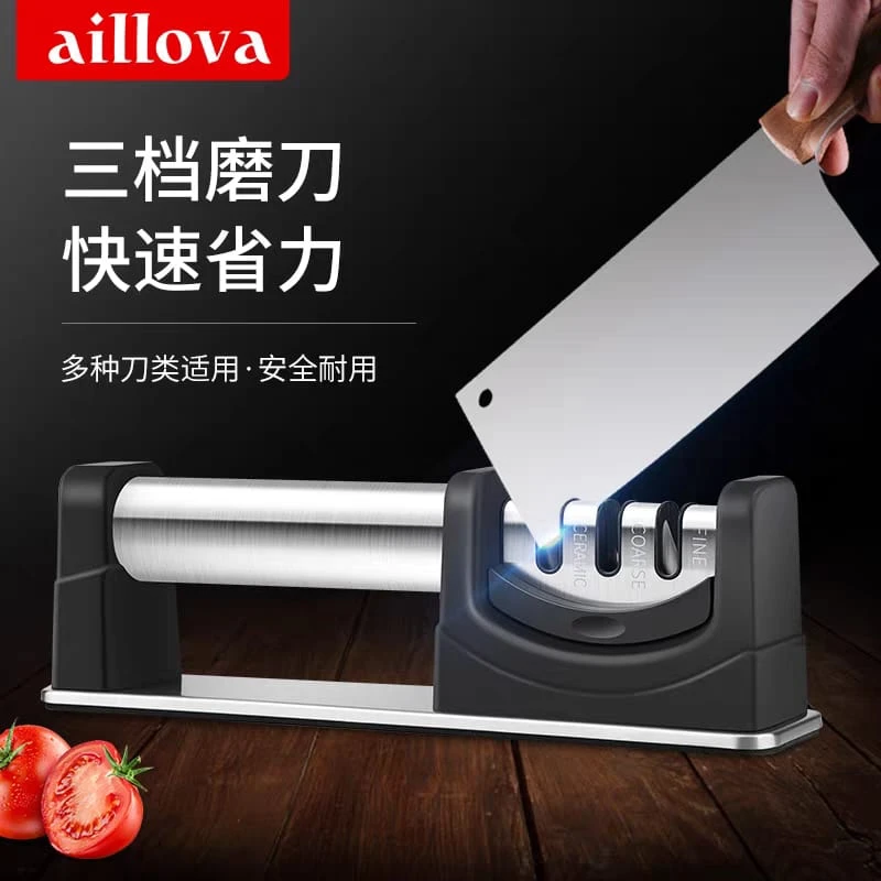 Professional 3 Stage Kitchen Knife Sharpener - Free Spare Grinding Head, Safe Non Slip Sharpening System, Ergonomic Design, Durable Quality, Painstakingly Tested - Image 3