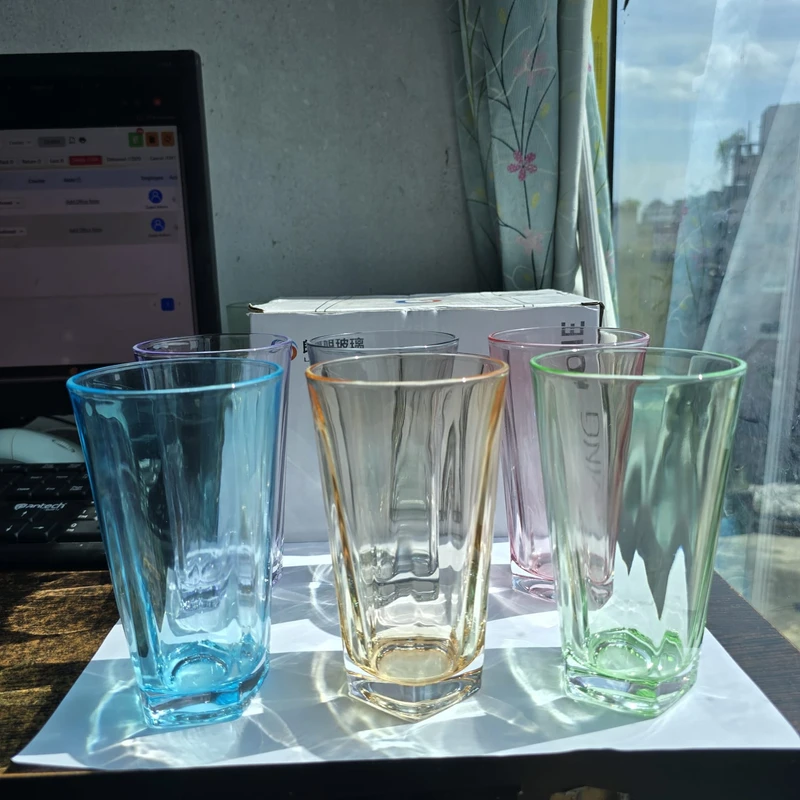 350ml 6pc multi colour water glass AB2