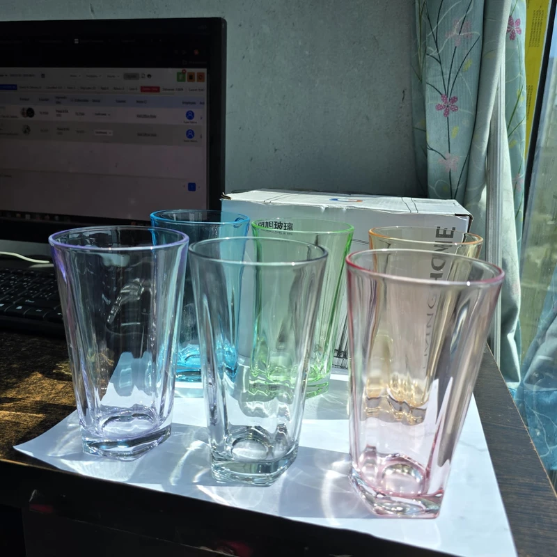 350ml 6pc multi colour water glass AB2 - Image 3