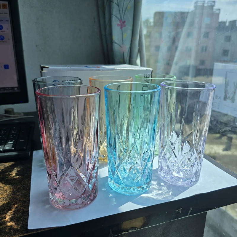 360ml 6pc multi colour water glass AB4