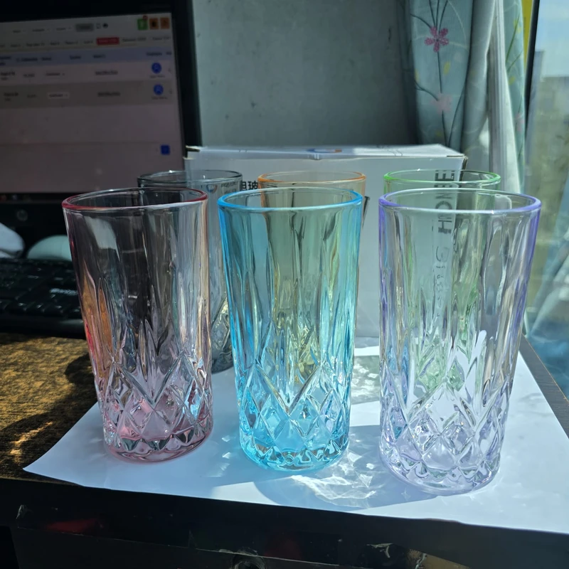 360ml 6pc multi colour water glass AB4