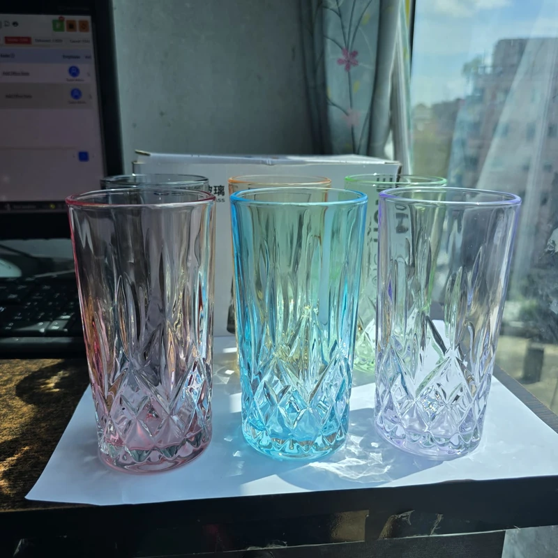360ml 6pc multi colour water glass AB4 - Image 3