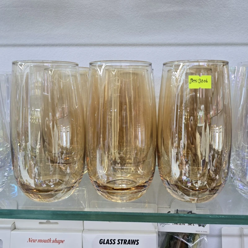 Golden-Pearl Iridescent Water Juice Drinking Glasses | Set of 6 | 520 ML model 1