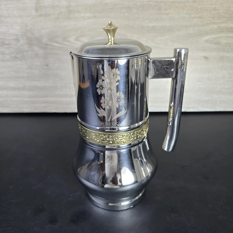 2 Litter Stainless steel water jug round golden ring a3