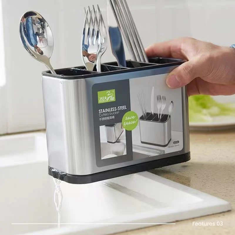 Kitchen Cutlery Organizer Knife Stand Plastic Drain Storage Holder