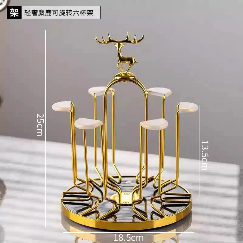 Stylish and Practical Glass Bottle Drying Rack with 6 Hooks for Space-Saving Storage