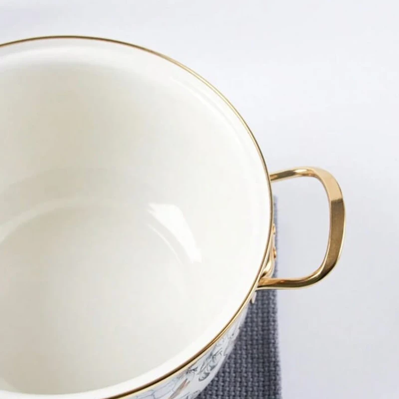 Enamel Soup Pot Retro Flower Bird Binaural Large Capacity Stew Pot with Lid Home Enamel Utensils for Kitchen Delicate Cookware - Image 4