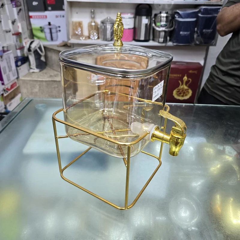 Glass Beverage Dispenser with Faucet and Lid, 3.6Qt. Capacitymodel squwer plane model