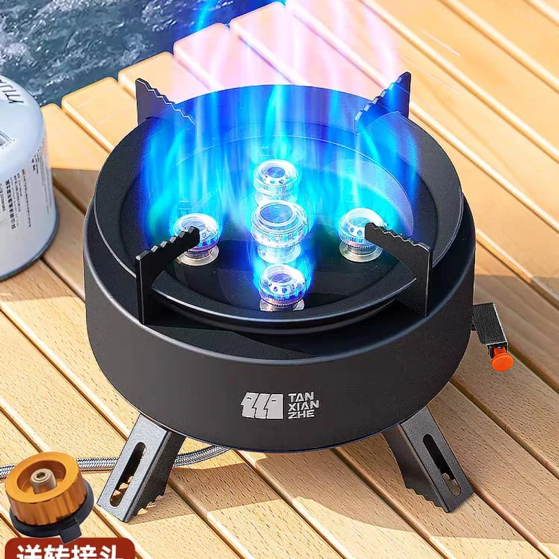6800w Stove Windproof Design Gas Cooking Burner with Piezo Ignition and Carrying Case Foldable Stove for Outdoor BackpackingHikingPicnicCar