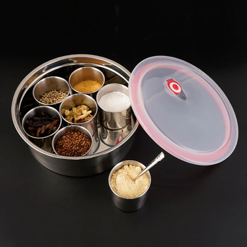 8 in 1 set Stainless Steel Seasoning Container Lid Multi-functional Condiment Canister for Kitchen Home and Restaurant Compact Design for Sugar Salt Pepper and Spices Storage