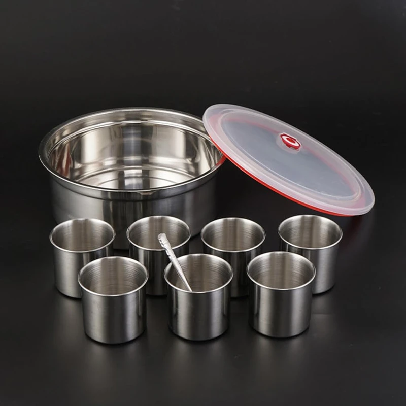 8 in 1 set Stainless Steel Seasoning Container Lid Multi-functional Condiment Canister for Kitchen Home and Restaurant Compact Design for Sugar Salt Pepper and Spices Storage