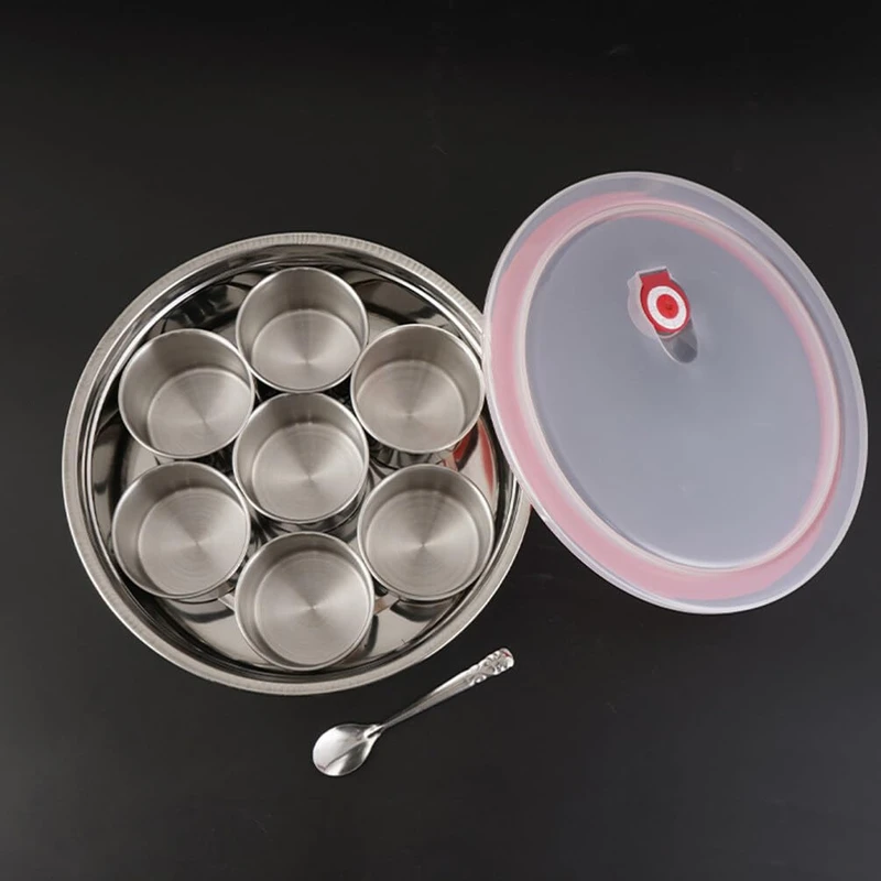8 in 1 set Stainless Steel Seasoning Container Lid Multi-functional Condiment Canister for Kitchen Home and Restaurant Compact Design for Sugar Salt Pepper and Spices Storage - Image 3