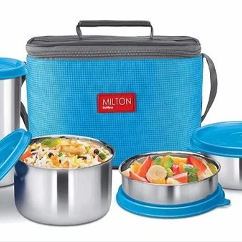 MILTON Delicious Combo Lunch Box Set with Bag, Leak-proof Containers, Insulated Tiffin Box Set of 4 - Orange - Image 3