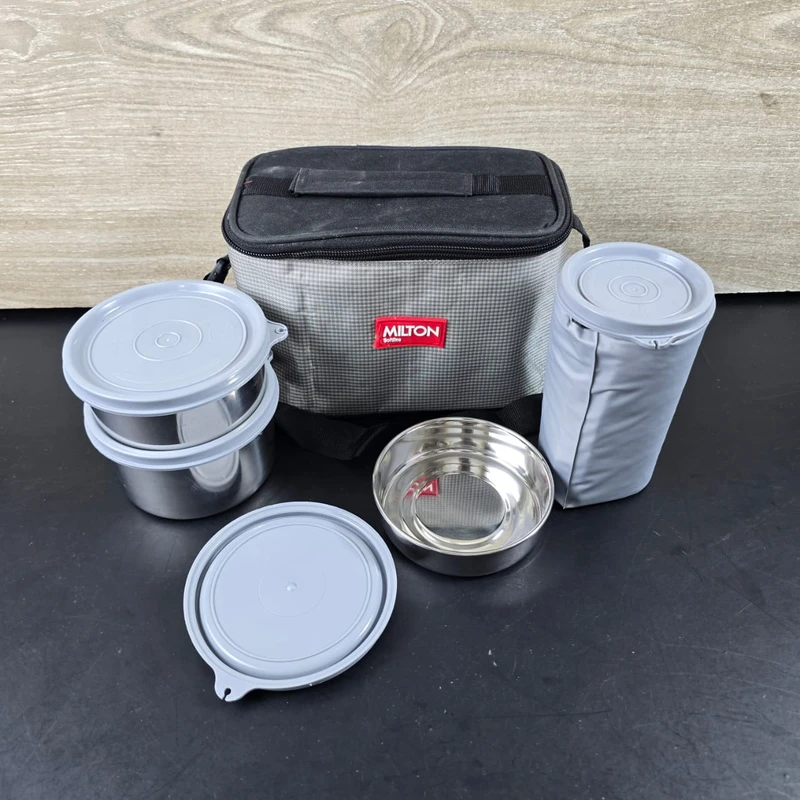 MILTON Delicious Combo Lunch Box Set with Bag, Leak-proof Containers, Insulated Tiffin Box Set of 4 - Orange - Image 7