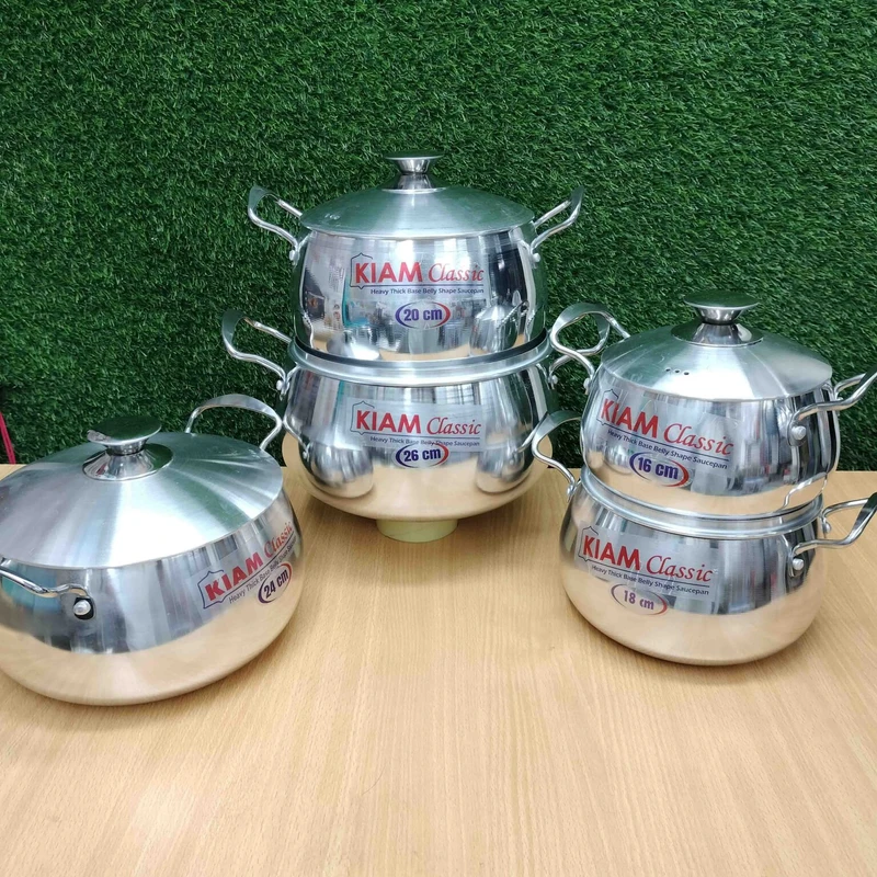 Kiam Heavy Thick Base Belly Shape Saucepan 10 in 1 set - Image 3