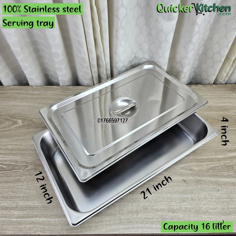 Buffet Tray Serving Tray for Buffet Steam Table Trays Buffet Server Dish Buffet Foods Holder Buffet Plates Buffet Rectangular Tray Anti Jam Steam Table Pan Stainless Steel - Image 3