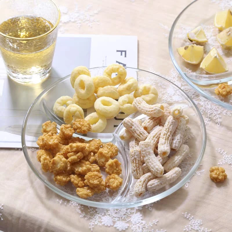 1pc Divided Food Plate - Glass Dinnerware Smooth for Easy Cleaning for Serving Snacks Fruit and Steak Transparent Design Safe for Daily Use Round
