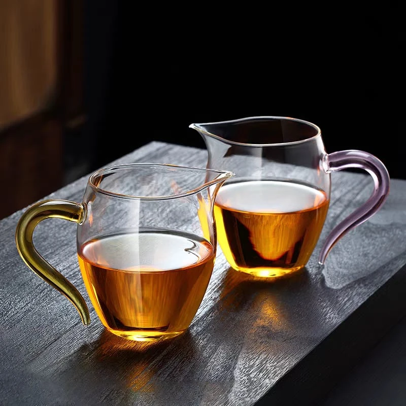 350 ml Thickening Kungfu Tea Set, High Borosilicate Glass, Transparent Distributor Teacup, 3 Colors
