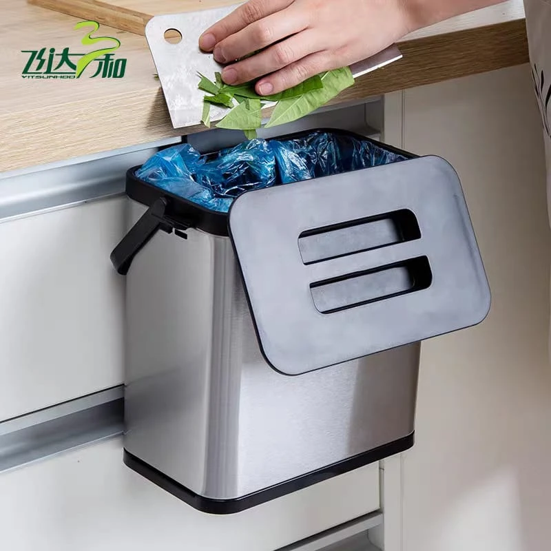 4L Hanging Trash Can Waste Bin Over Cabinet Door Indoor Mounted Trash Bin