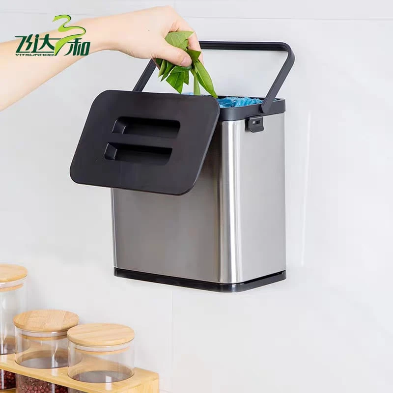 4L Hanging Trash Can Waste Bin Over Cabinet Door Indoor Mounted Trash Bin - Image 7