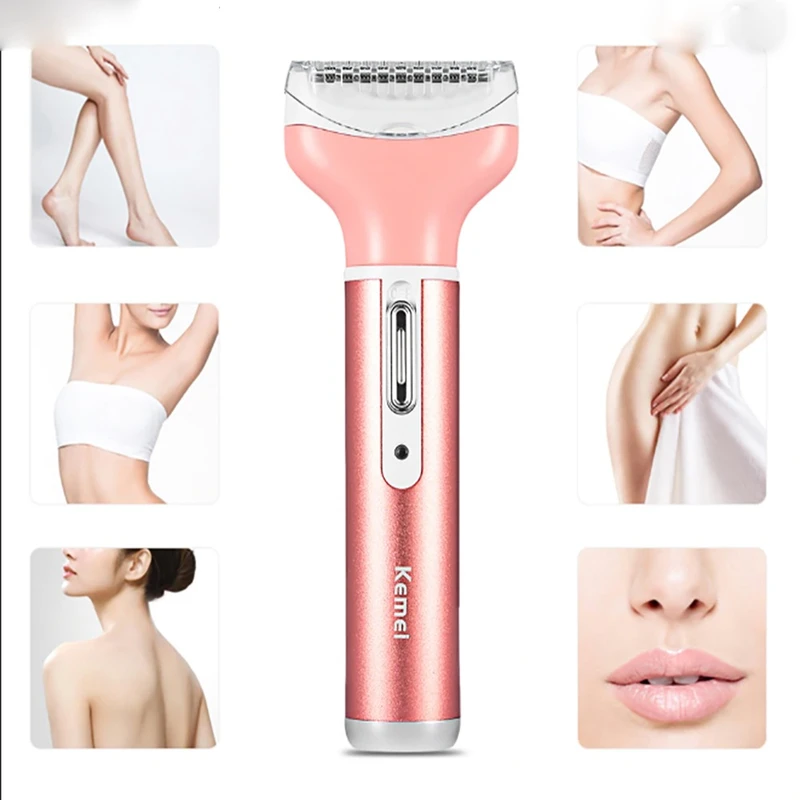 Kemei KM-6637 Multifunctional 4 in 1 Rechargeable woman body shaver Beard Eyebrow, Nose Trimmer set Female Electric shaver - Image 3