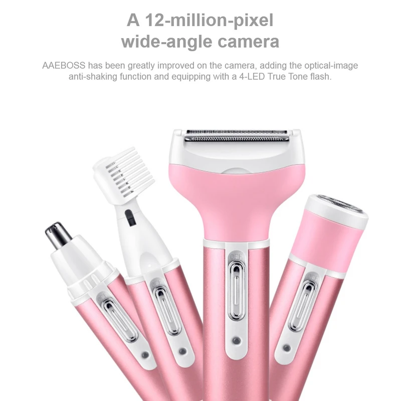 Kemei KM-6637 Multifunctional 4 in 1 Rechargeable woman body shaver Beard Eyebrow, Nose Trimmer set Female Electric shaver - Image 4