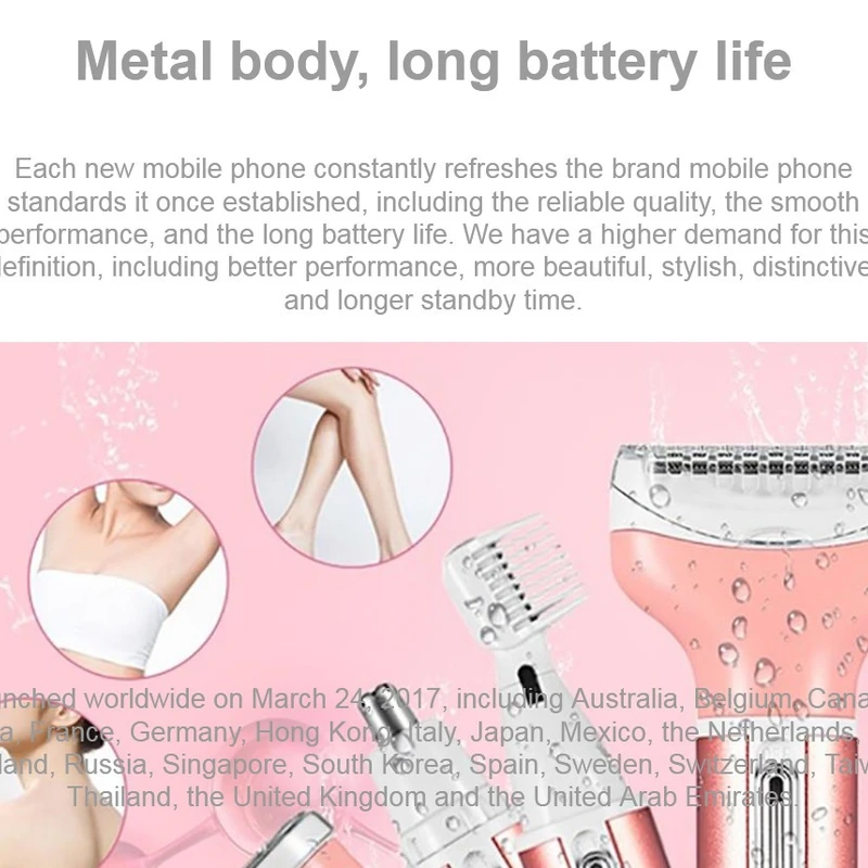 Kemei KM-6637 Multifunctional 4 in 1 Rechargeable woman body shaver Beard Eyebrow, Nose Trimmer set Female Electric shaver - Image 5