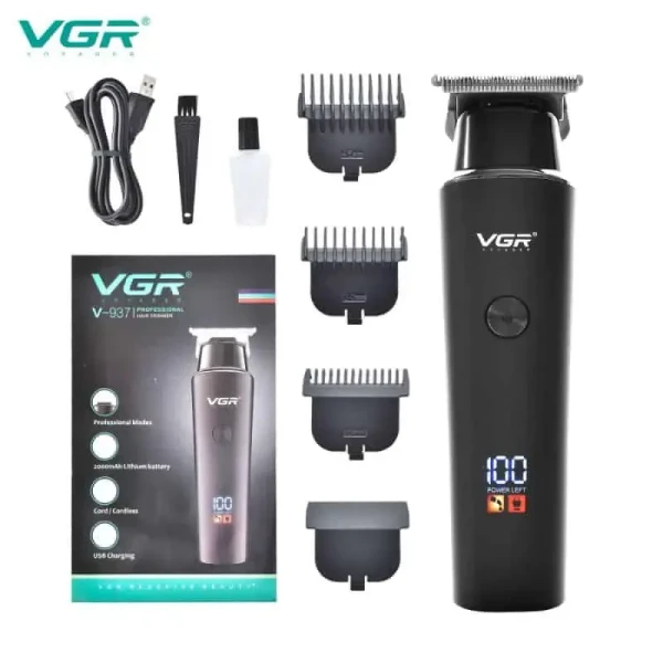 VGR V937 Professional Rechargeable Hair Trimmer Titanium-Coated Self-Sharpening Blade