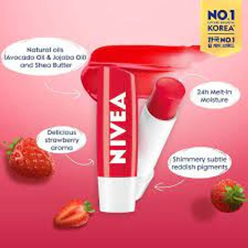 NIVEA Strawberry Shine Lip Balm (4.8gm) - Image 3