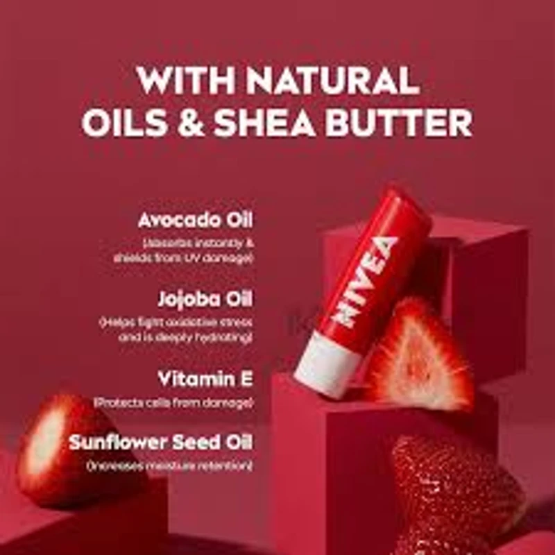 NIVEA Strawberry Shine Lip Balm (4.8gm) - Image 5