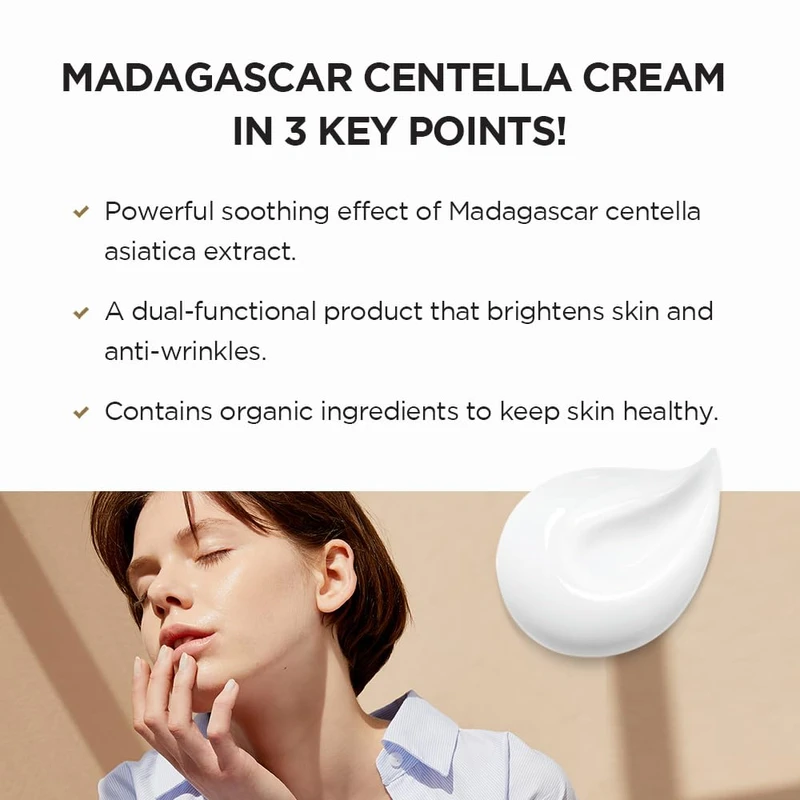 SKIN1004 Madagascar Centella Cream. Organic Ingredients Moisturizing Brightening Wrinkle Care (75ML) - Image 4