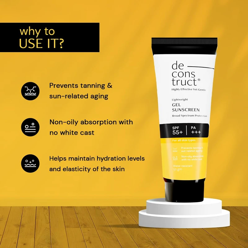 Deconstruct Gel Sunscreen for Oily Skin - SPF 55+ and PA+++ Water Resistant
