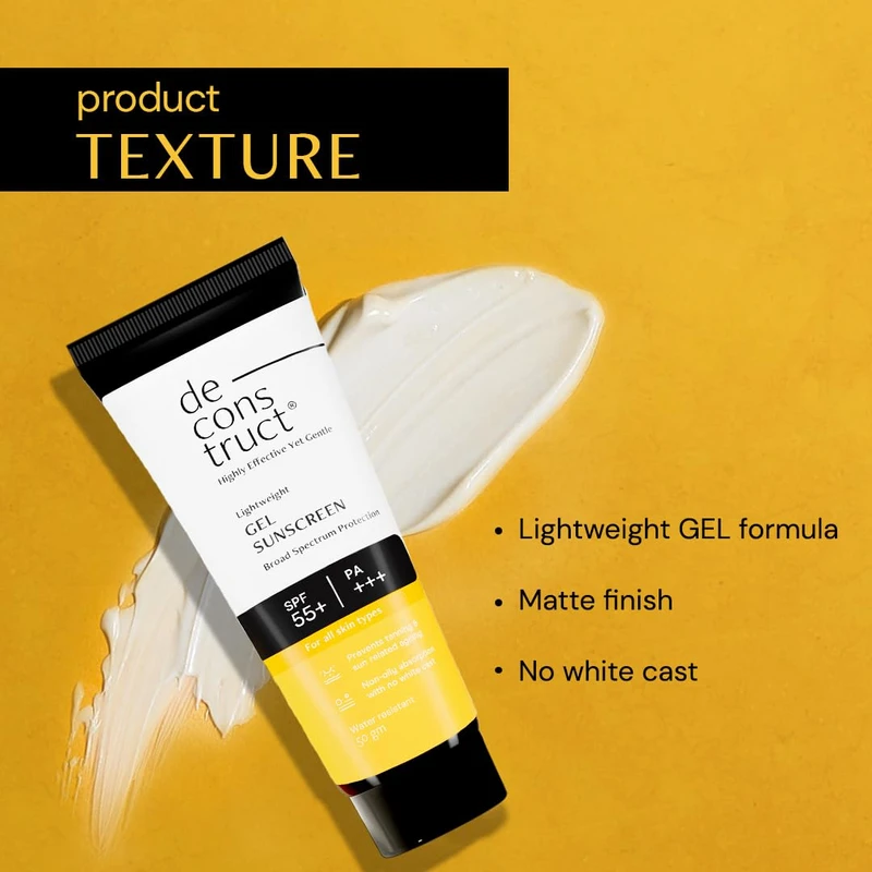 Deconstruct Gel Sunscreen for Oily Skin - SPF 55+ and PA+++ Water Resistant - Image 3