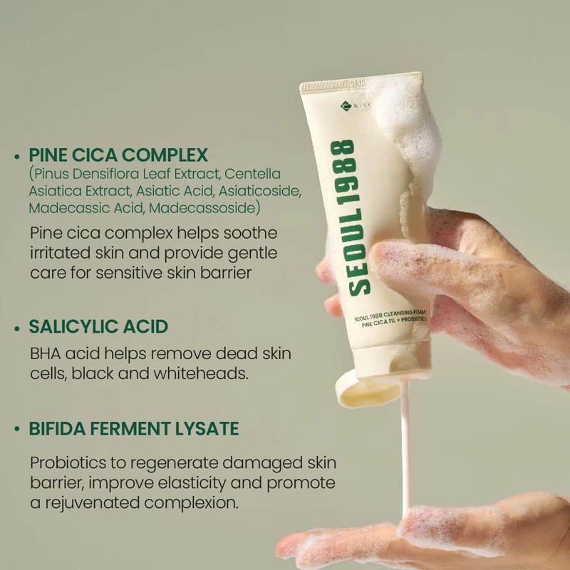 KSECRET SEOUL 1988 Cleansing Foam : Pine Cica 1% + Probiotics (150ml) - Image 4