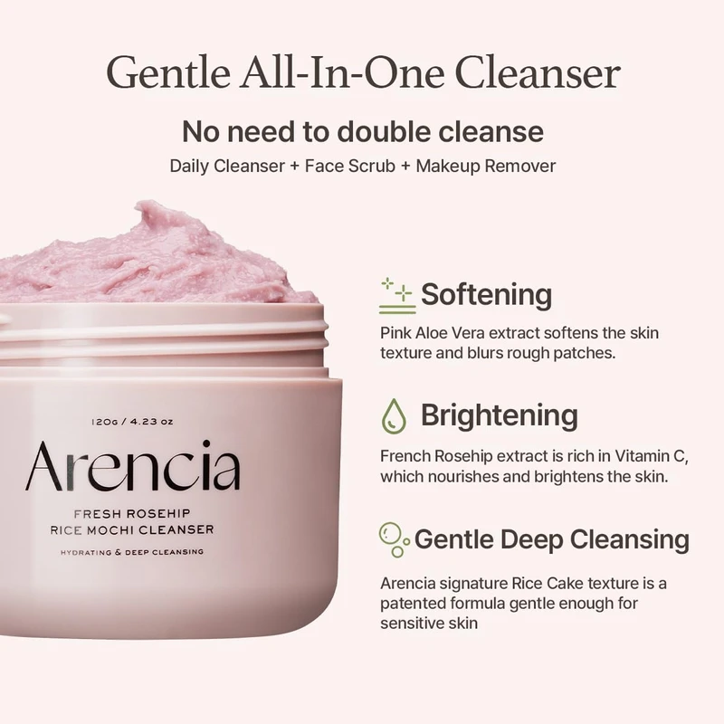 Arencia Rosehip Brightening Rice Mochi Face Cleanser - Image 3