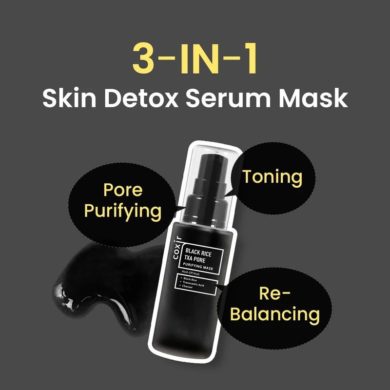 Coxir Black Rice TXA Pore Purifying Mask (50ml) - Image 3