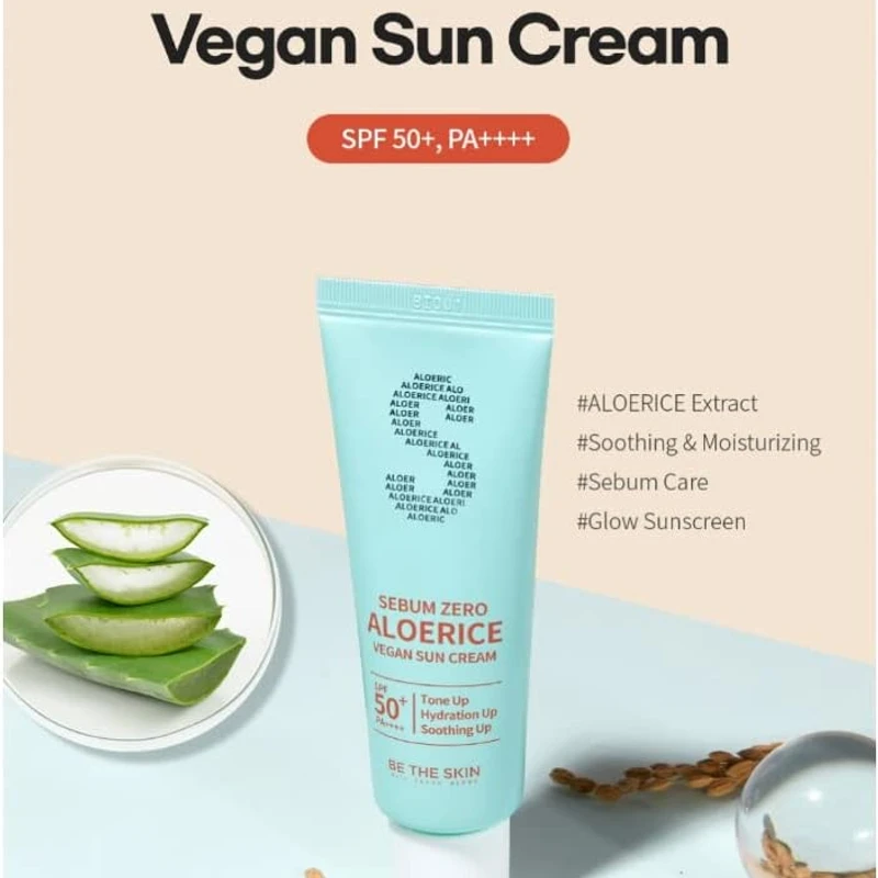 Be The Skin Sebum Zero Aloerice Vegan Sun Cream SPF 50+ PA++++ (50ml)