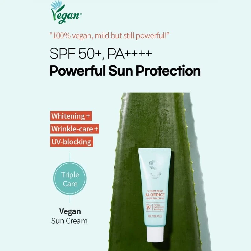 Be The Skin Sebum Zero Aloerice Vegan Sun Cream SPF 50+ PA++++ (50ml) - Image 3