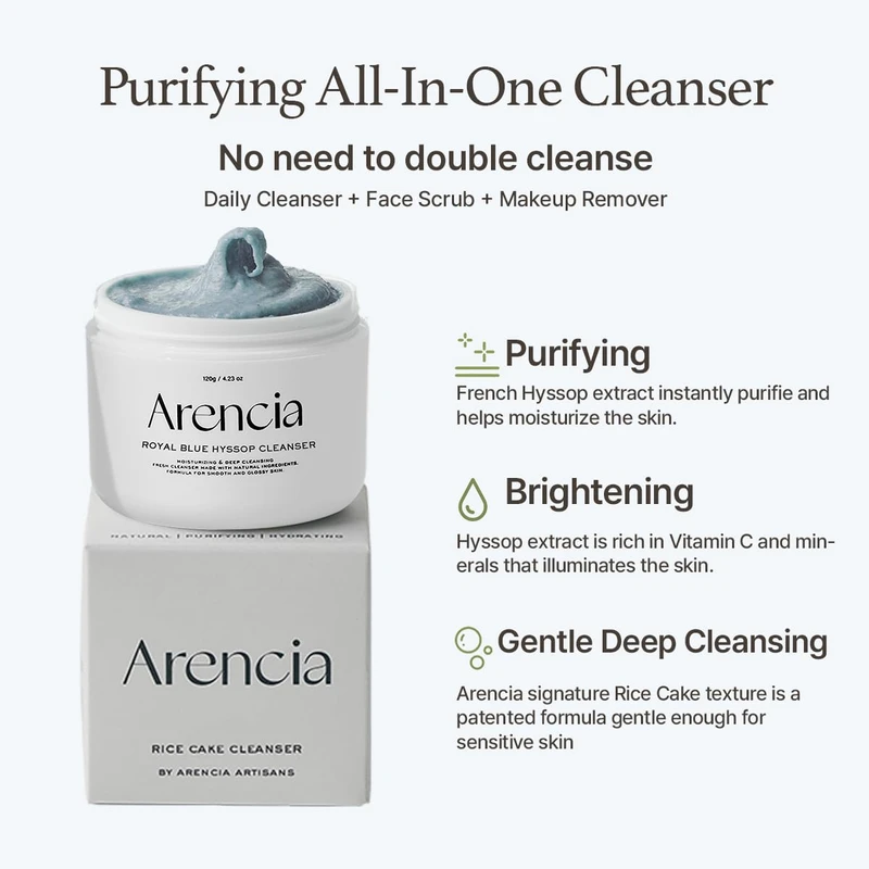 Arencia Fresh Blue Hyssop Rice Mochi Cleanser - Image 3