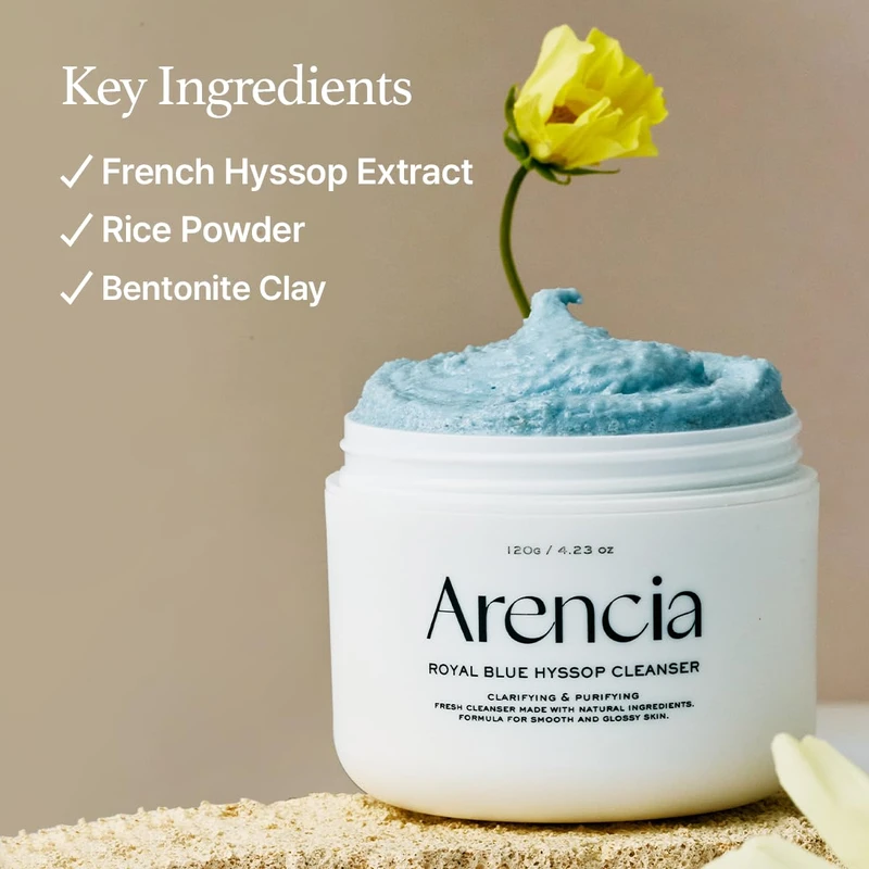 Arencia Fresh Blue Hyssop Rice Mochi Cleanser - Image 5
