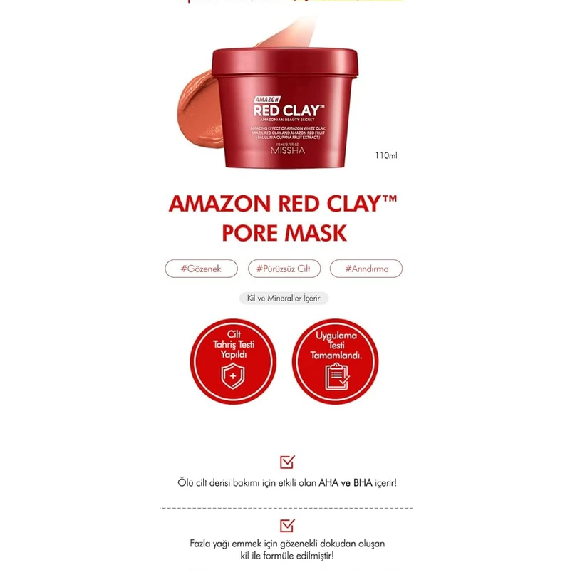 MISSHA Amazon Red Clay Pore Mask  (110ml) - Image 8