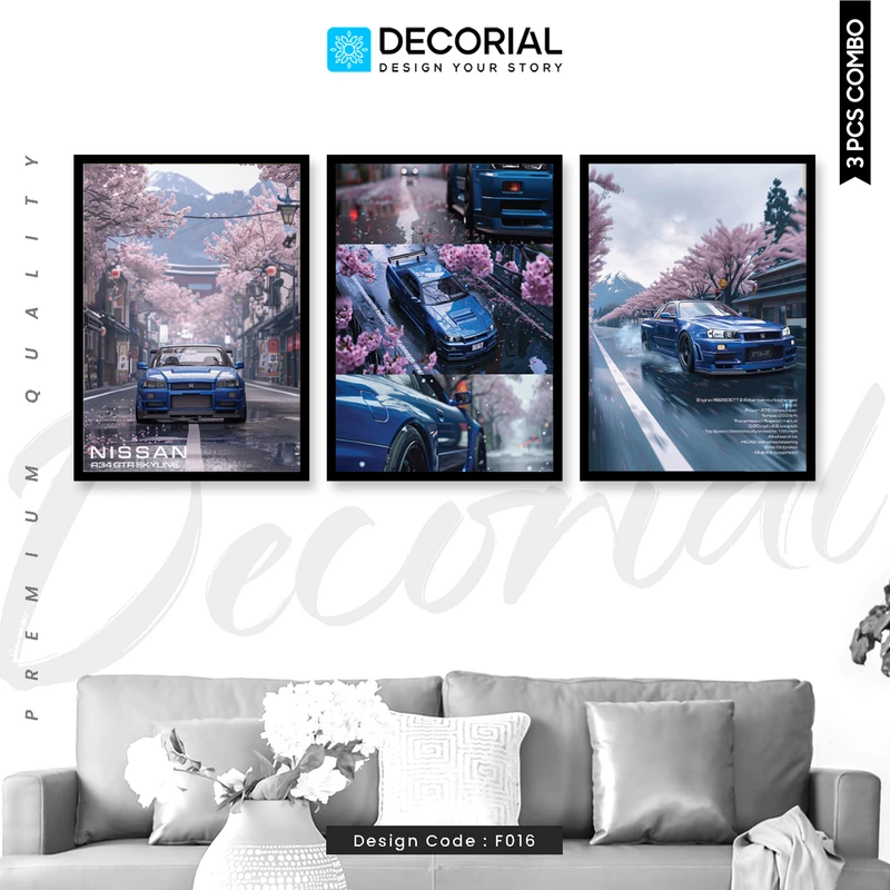 Nissan R34 GTR Skyline Wall Frame 3 Piece Combo  - F016