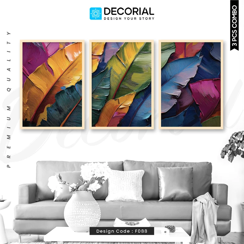 Colorful Leaf Wall Frame 3 Piece Combo - F088