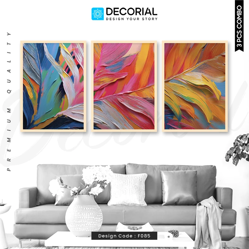 Colorful Leaf Wall Frame 3 Piece Combo - F085