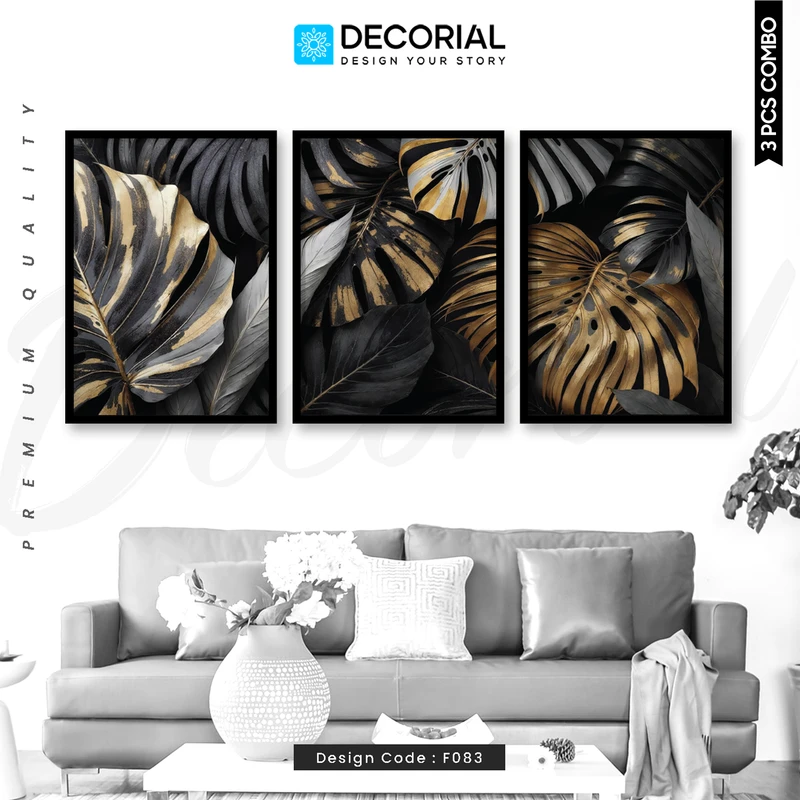Monstera Leaf Wall Frame 3 Piece Combo - F083
