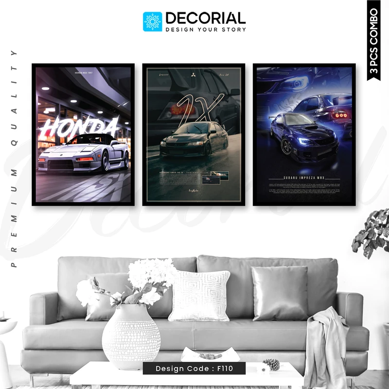 JDM Street Icons Car Wall Frame 3 Piece Combo - F110