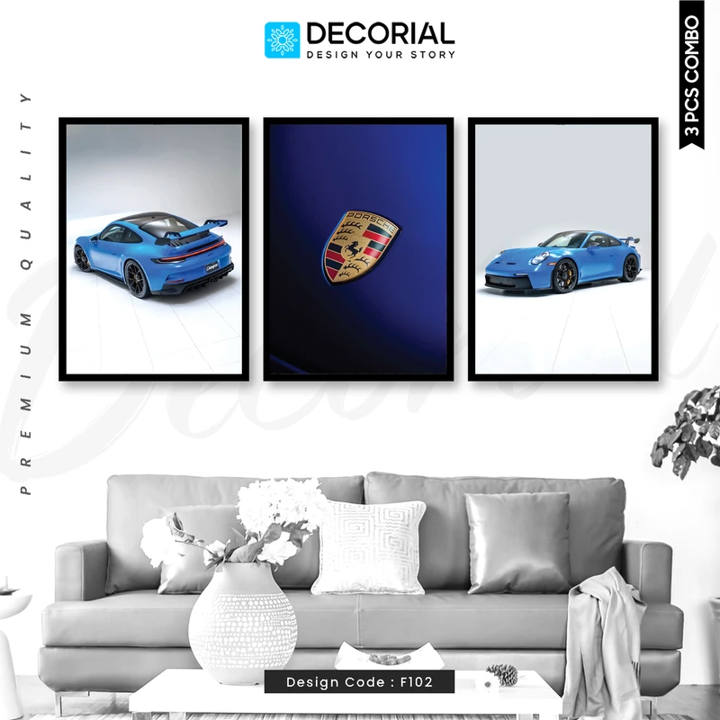 Porsche Car Wall Frame 3 Piece Combo - F102