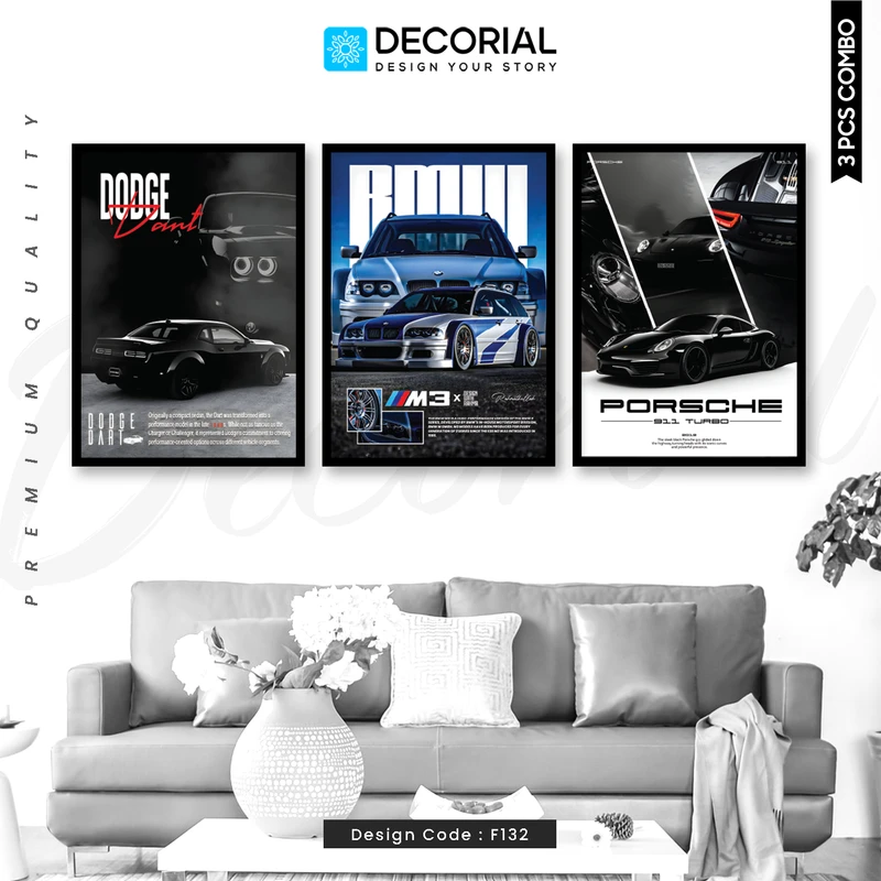 European Beasts Car Wall Frame 3 Piece Combo - F132