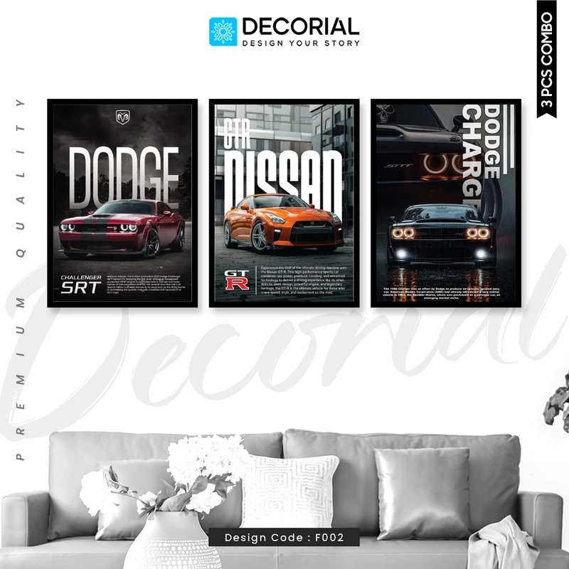 Car Wall Frame 3 Piece Combo - F002