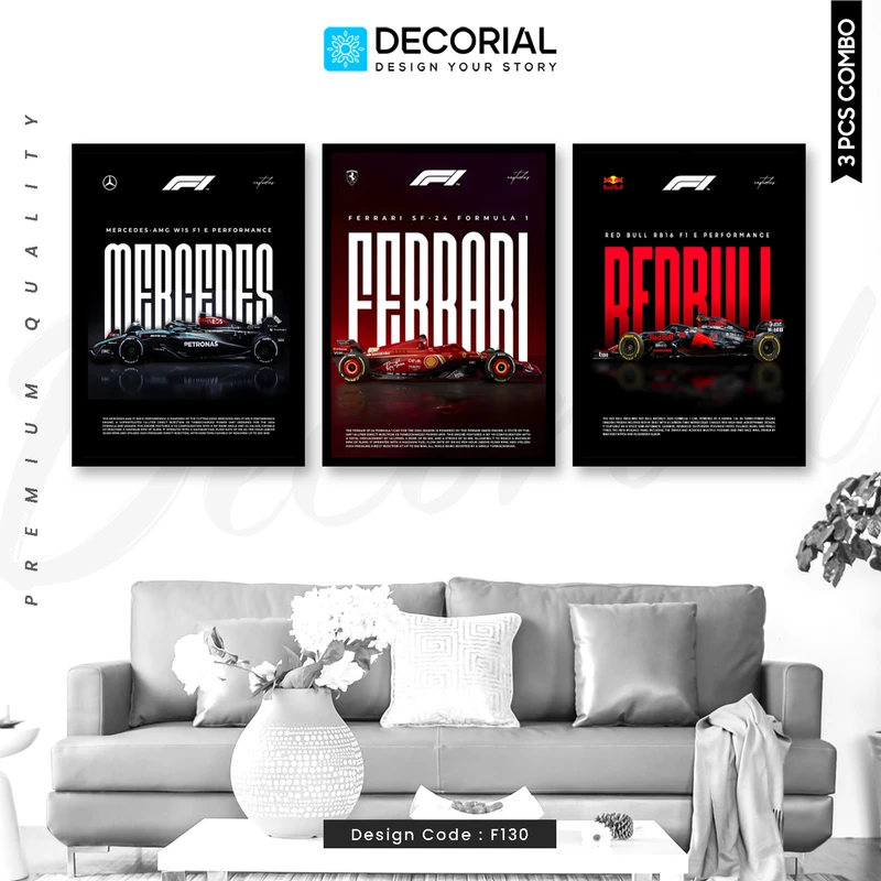 F1 Car Wall Frame 3 Piece Combo - F130